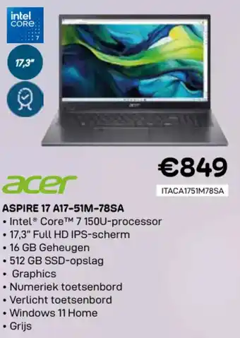 Acer aspire 17 A17-51M-78SA