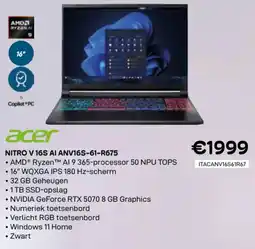 CompuDeals Acer nitro V 16S AI ANV16S-61-R675 aanbieding