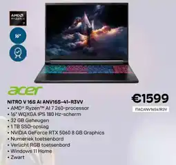 CompuDeals Acer nitro V 16S AI ANV16S-41-R3VV aanbieding