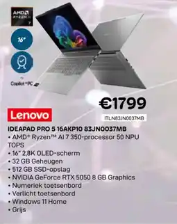 CompuDeals Lenovo ideapad pro 5 16AKP10 83JN0037MB aanbieding