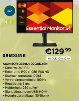 CompuDeals Samsung monitor LS24D402GAUXEN aanbieding