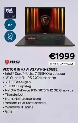 CompuDeals Msi vector 16 HX AI A2XWHG-206BE aanbieding