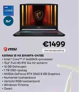 CompuDeals MSI katana 15 HX B14WFK-047BE aanbieding