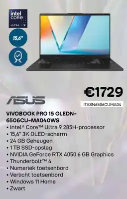 CompuDeals Asus vivobook pro 15 oleden- 6506CU-MA040WS aanbieding