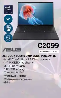 CompuDeals Asus zenbook duo 14 UX8406CA-PZ032W-BE aanbieding
