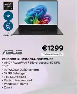 CompuDeals Asus zenbook 14UM3406KA-QD132W-BE aanbieding