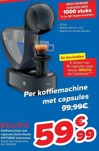 Carrefour Krups Koffiemachine met capsules Dolce Gusto KP173B10 Infinissima aanbieding