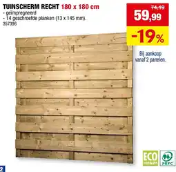 Hubo TUINSCHERM RECHT 180 x 180 cm aanbieding