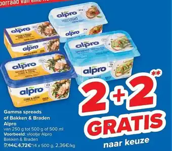 Carrefour Gamma spreads of Bakken & Braden Alpro aanbieding