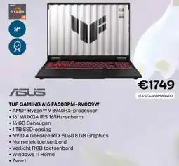 CompuDeals Asus tuf gaming A16 FA608PM-RV009W aanbieding