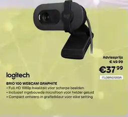 CompuDeals Logitech brio 100 webcam graphite aanbieding
