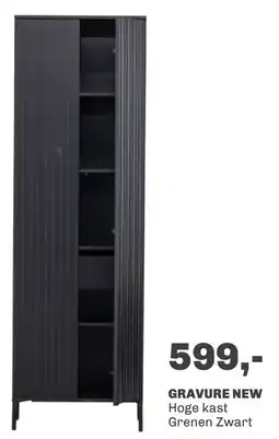 Trendhopper Gravure new hoge kast grenen zwart aanbieding
