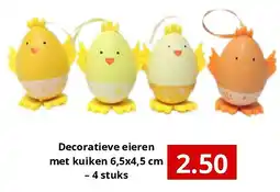 NH Market Decoratieve eieren met kuiken 6,5x4,5 cm – 4 stuks aanbieding