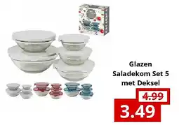 NH Market Glazen Saladekom Set 5 met Deksel aanbieding