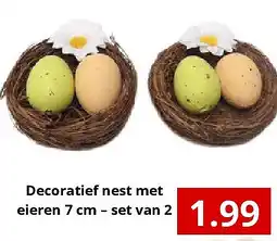 NH Market Decoratief nest met eieren 7 cm – set van 2 aanbieding