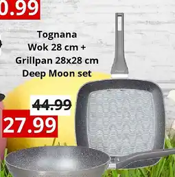 NH Market Tognana Wok 28 cm + Grillpan 28x28 cm Deep Moon set aanbieding