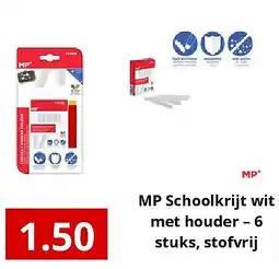 NH Market MP Schoolkrijt wit met houder – 6 stuks, stofvrij aanbieding