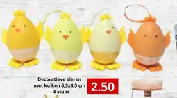 NH Market Decoratieve eieren met kuiken 6,5x4,5 cm – 4 stuks aanbieding
