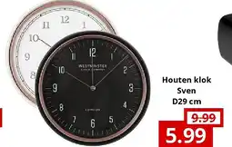 NH Market Houten klok Sven D29 cm aanbieding
