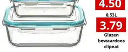 NH Market Glazen bewaardoos clipeat 0.53L aanbieding