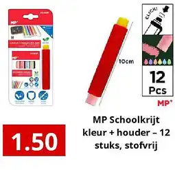NH Market MP Schoolkrijt kleur + houder – 12stuks, stofvrij aanbieding