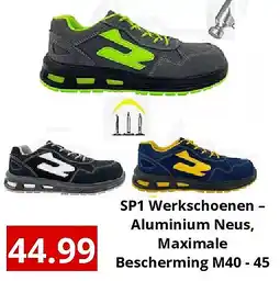NH Market SP1 Werkschoenen – Aluminium Neus, Maximale Bescherming M40 - 45 aanbieding