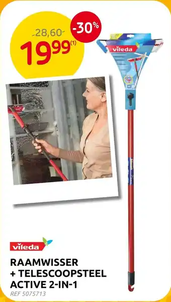 Vileda Raamwisser + Telescoopsteel Active 2-in-1