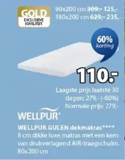Jysk Wellpur Gulen Dekmatras aanbieding