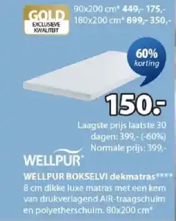 Jysk Wellpur Bokselvi Dekmatras aanbieding