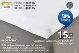Jysk Elin Satijnen Hoeslaken voor Dekmatras aanbieding