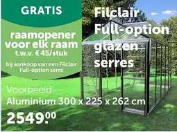 AVEVE Filclair Full-option glazen serres Aluminium 300 x 225 x 262 cm aanbieding