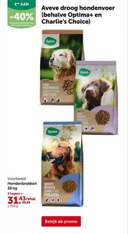 AVEVE Aveve droog hondenvoer (behalve Optima+ en Charlie’s Choice) aanbieding