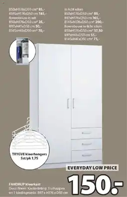 Jysk Fandrup kleerkast aanbieding