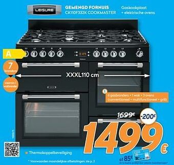 Leisure gemengd fornuis ck110f332k cookmaster