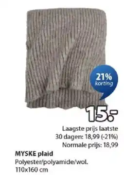 Jysk Myske plaid aanbieding