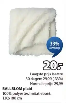 Jysk Ballblom plaid aanbieding