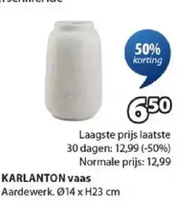Jysk Karlanton vaas aanbieding