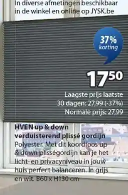 Jysk Hven up & down verduisterend plissé gordijn aanbieding