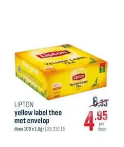 Horeca totaal Lipton yellow label thee met envelop aanbieding