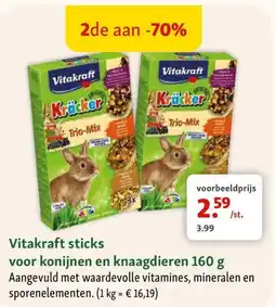 Maxi Zoo Vitakraft sticks voor konijnen en knaagdieren 160 g aanbieding