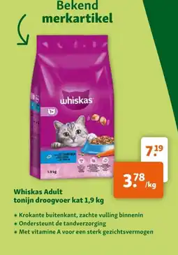 Maxi Zoo Whiskas Adult tonijn droogvoer kat 1,9 kg aanbieding