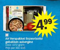 Albert Heijn AH Verspakket linzenrisotto gebakken aubergine aanbieding