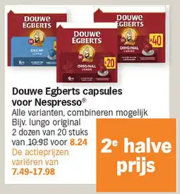 Albert Heijn Douwe Egberts capsules voor Nespresso® aanbieding