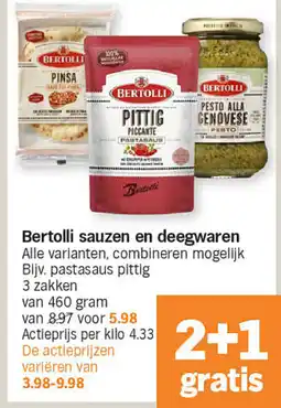 Albert Heijn Bertolli sauzen en deegwaren aanbieding