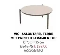 Horta Vic - salontafel terre met printed keramiek top aanbieding