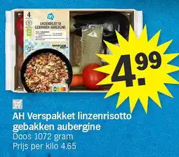 Albert Heijn H Verspakket linzenrisotto gebakken aubergine aanbieding