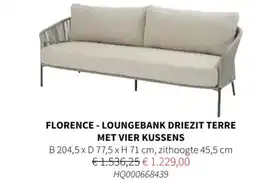 Horta Florence - loungebank driezit terre met vier kussens aanbieding