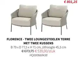 Horta Florence - twee loungestoelen terre met twee kussens aanbieding