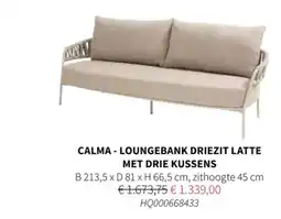Horta Calma - loungebank driezit latte met drie kussens aanbieding