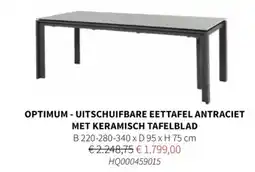 Horta Optimum - uitschuifbare eettafel antraciet met keramisch tafelblad aanbieding